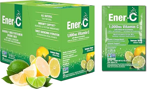 Ener-C Mezcla de bebida multivitamínica de limón y limón, 1000 mg de vitamina C, sin OMG, vegana, polvo de jugo de fruta real, apoyo inmunológico