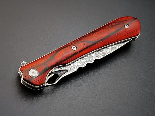 Miniatura 5 de Sitivien ST222 Cuchillo plegable de acero Damasco, hoja de núcleo VG10+mango Dalbergia EDC herramienta cuchillo para exteriores, camping, caza,