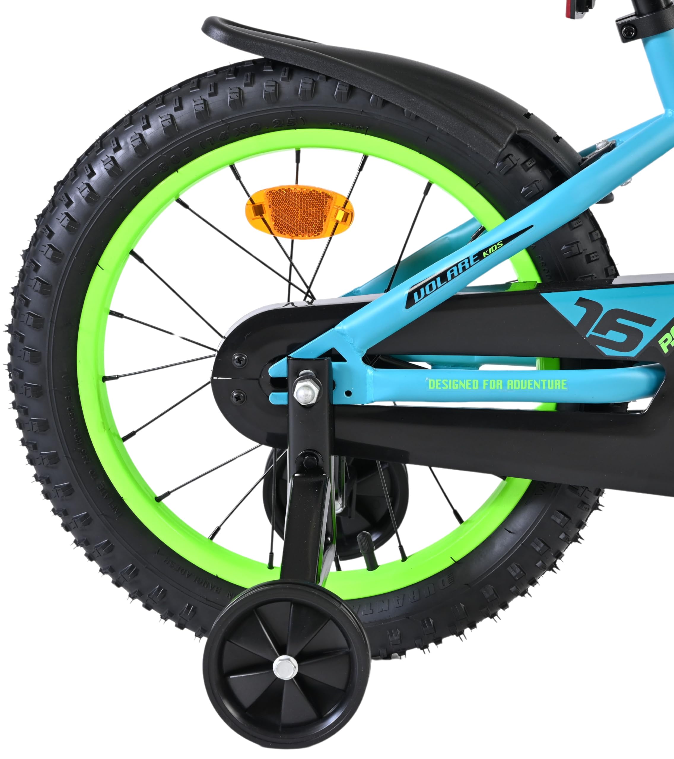 Volare Rocky Kinderfahrrad grün 16 Zoll | 4–6 Jahre | Hand- & Rücktrittbremse | Stützräder | Kettenschutz | Verstellbarer Sattel | Geschenk für Mädchen & Jungen
