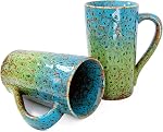 20 OZ Large Coffee Mugs, Coffee Cups Ceramic Tall Coffee Mugs with Handle, Unique Latte Tea Cup for Office and Home, Novelty Gifts for Men and Women, Set of 2 (Green & Blue)