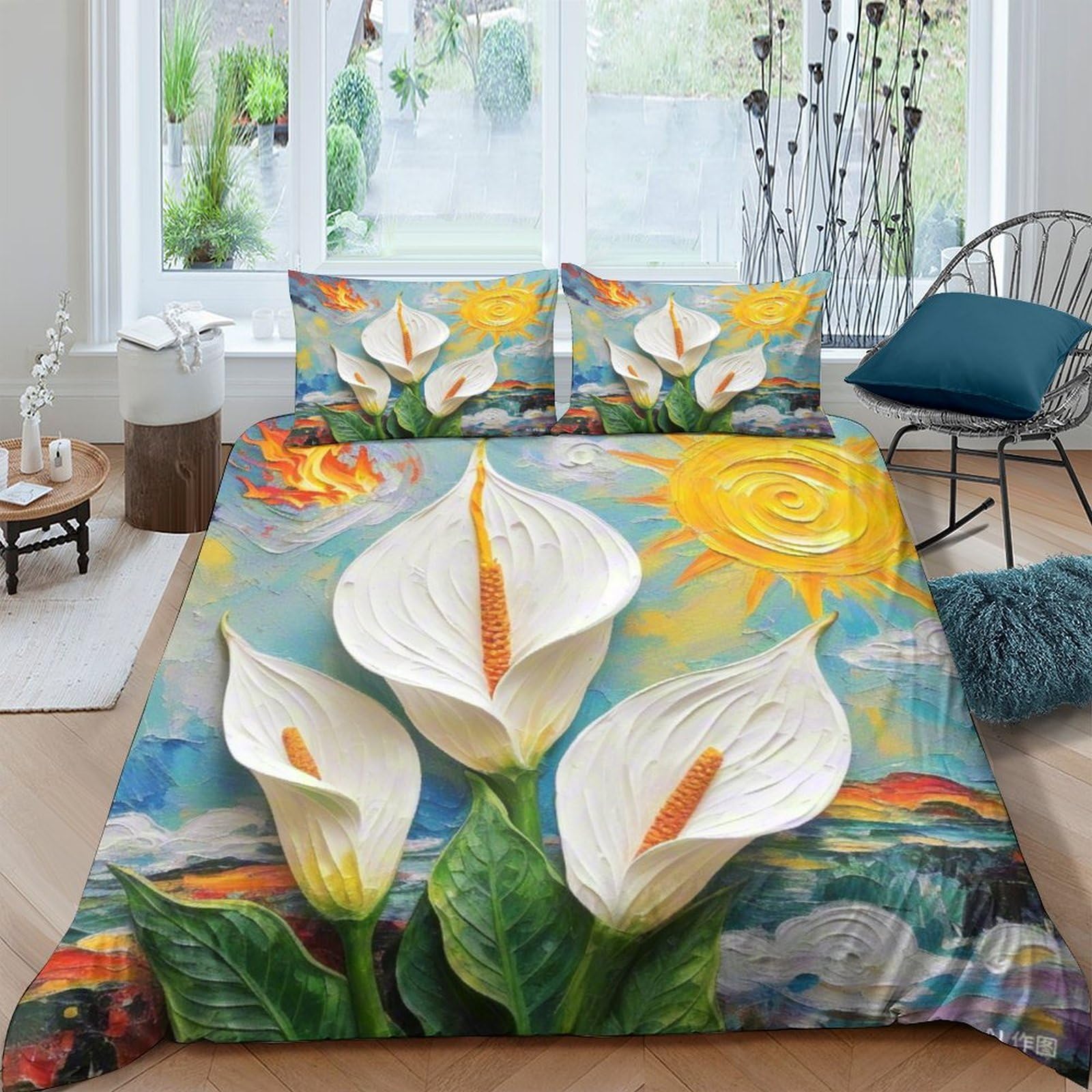 Housse de couette imprimée en 3D parure lit microfibre douce King 220x240cm