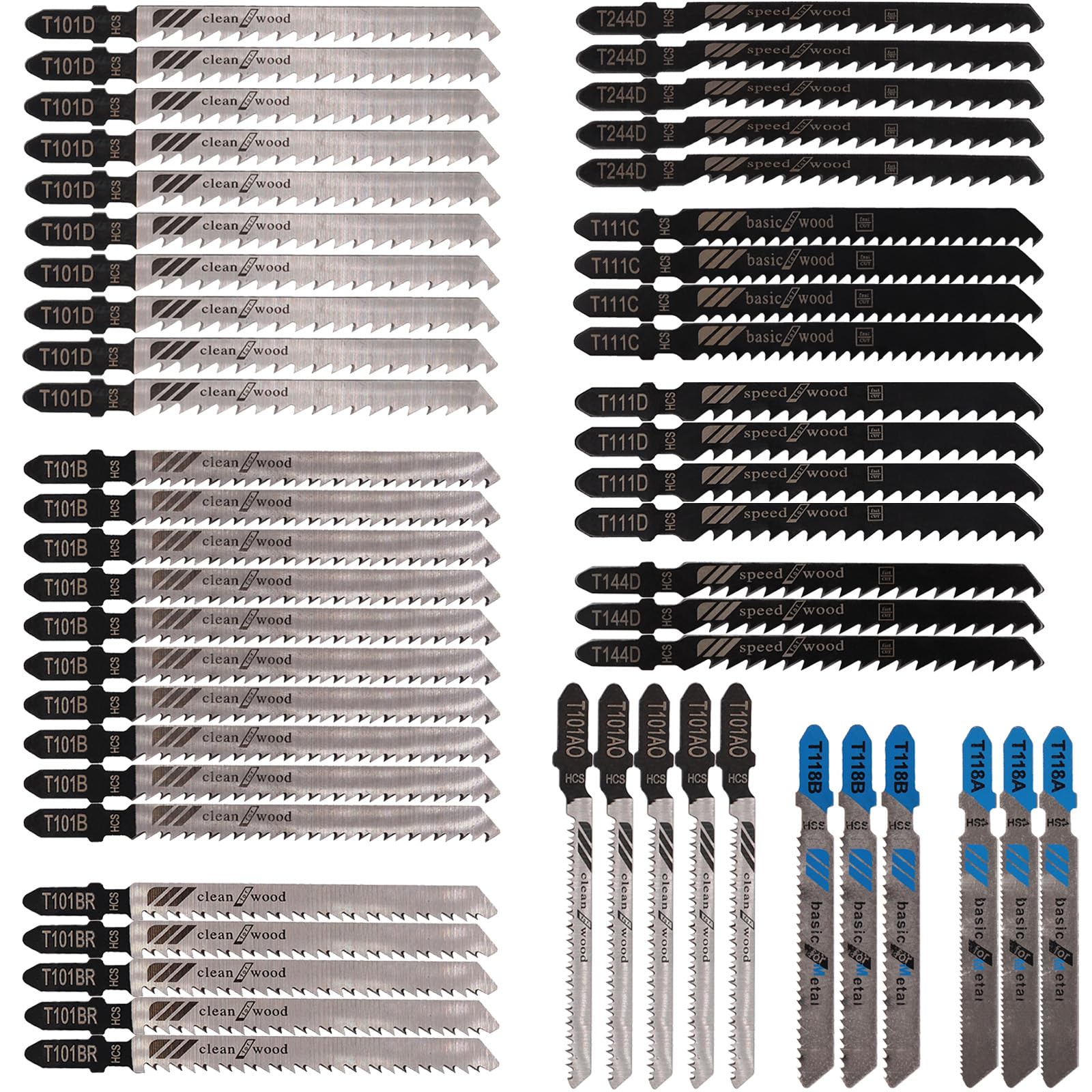 52pcs High Carbon Steel Jigsaw Blades Set including Storage Case