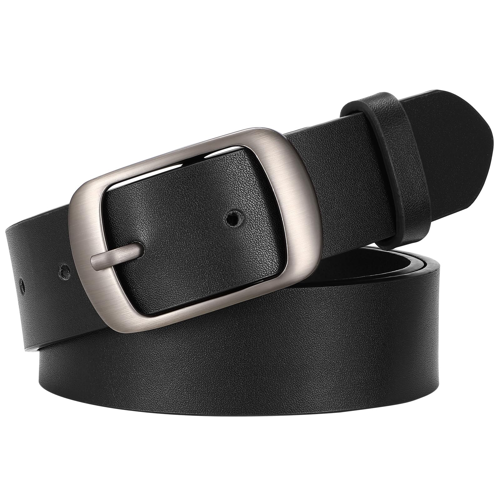 Women Belts For Jeans Dresses Pants Ladies Leather Waist Belt with Elegant Buckle, Width 1.3"