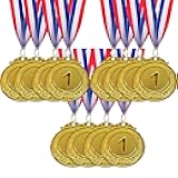 12 Pack Gold 1st Place Award Medals,Olympic Style Winner Sports Medal for Kids and Adults, Prizes for Competitions Ceremonies Events and Celebrations,2 Inch