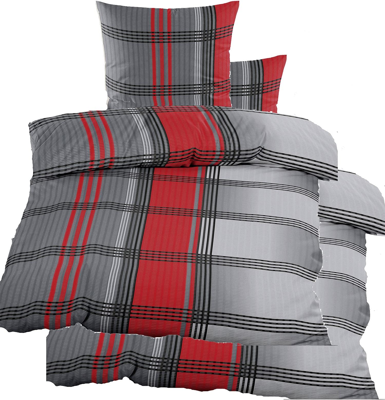 KH-Haushaltshandel Bettwäsche 4-tlg. Musselin Bettwäsche 2x (135x200 + 80x80 Cm), Bügelfrei