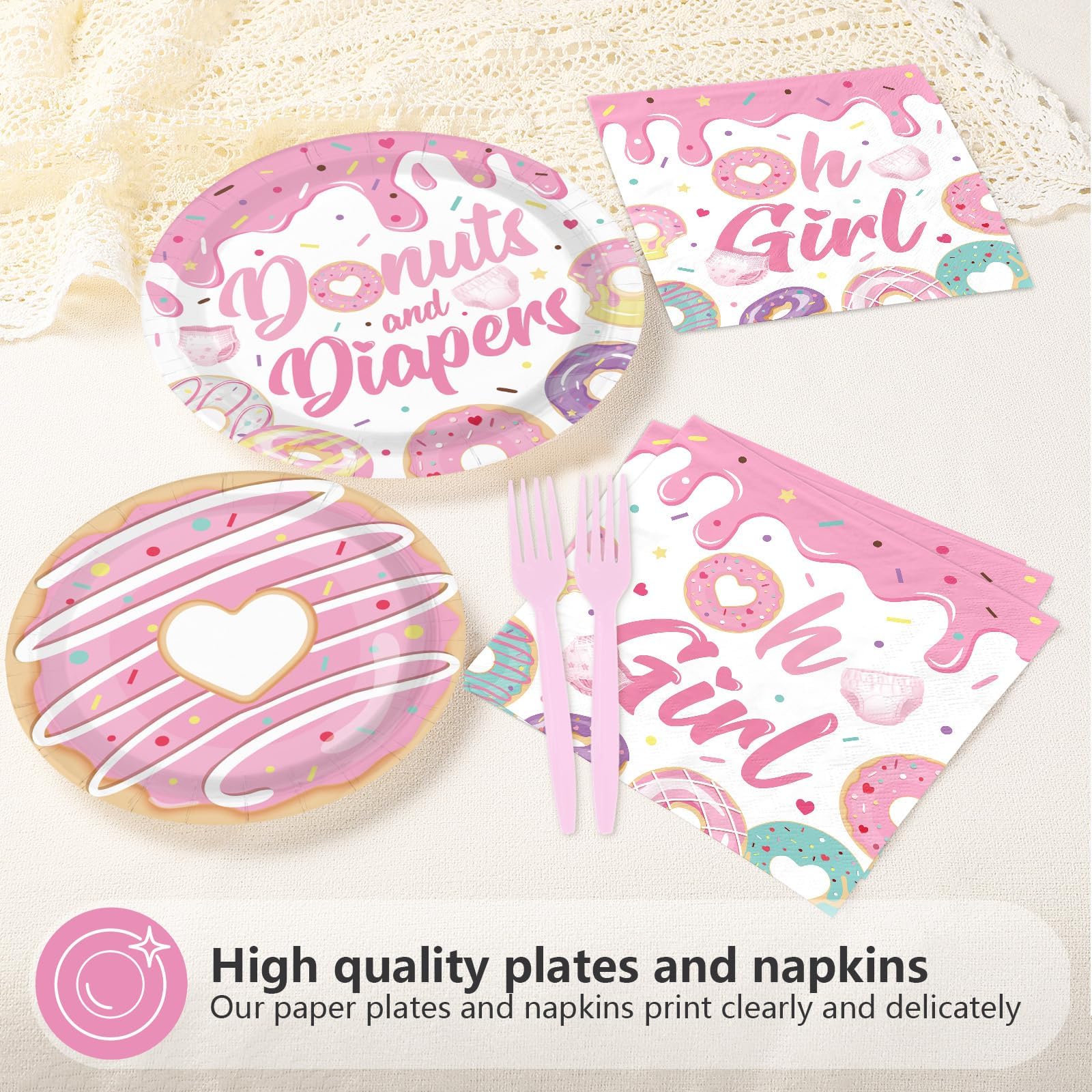 Donut Baby Shower Plates - 96 Pack -4