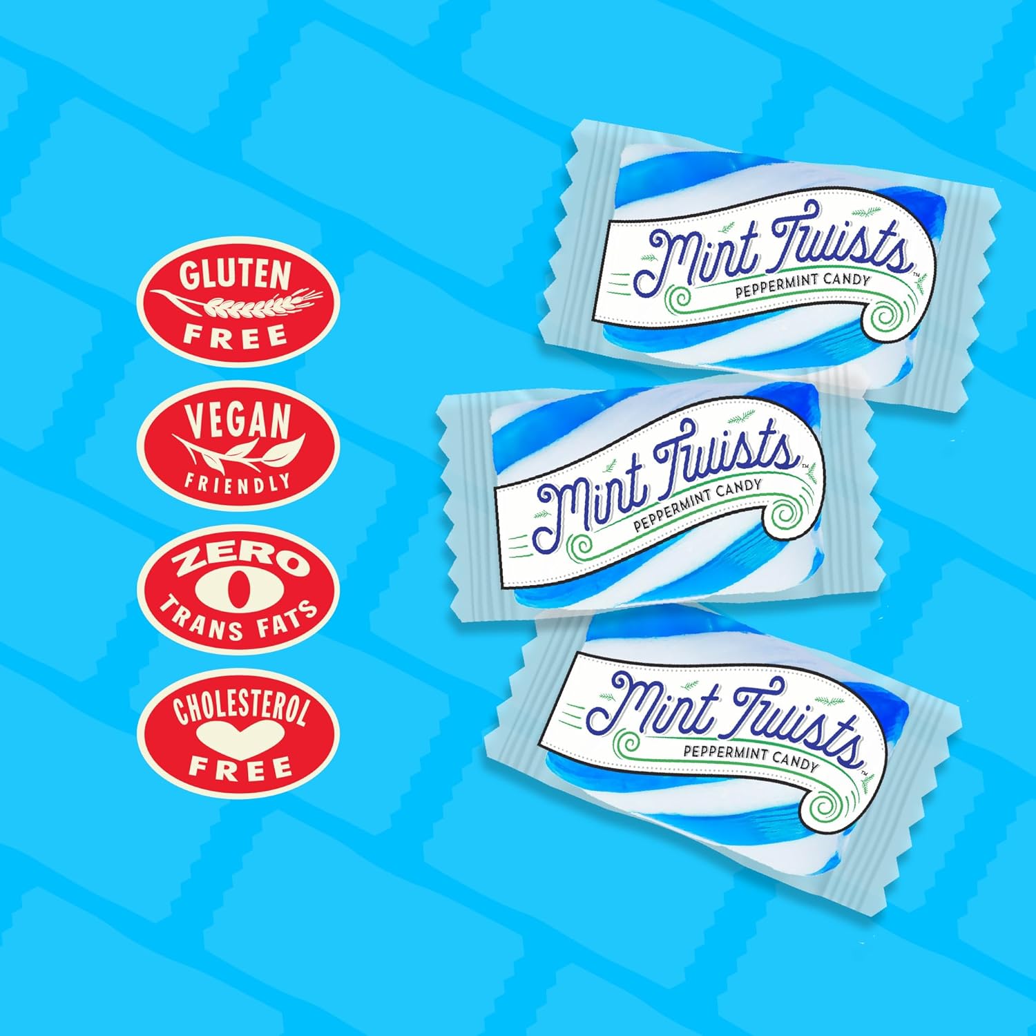 Atkinson's Blue and White Mint Twists - Peppermint Blue & White Candy - Gluten Free, Kosher, Vegan - 2 lb. Bag