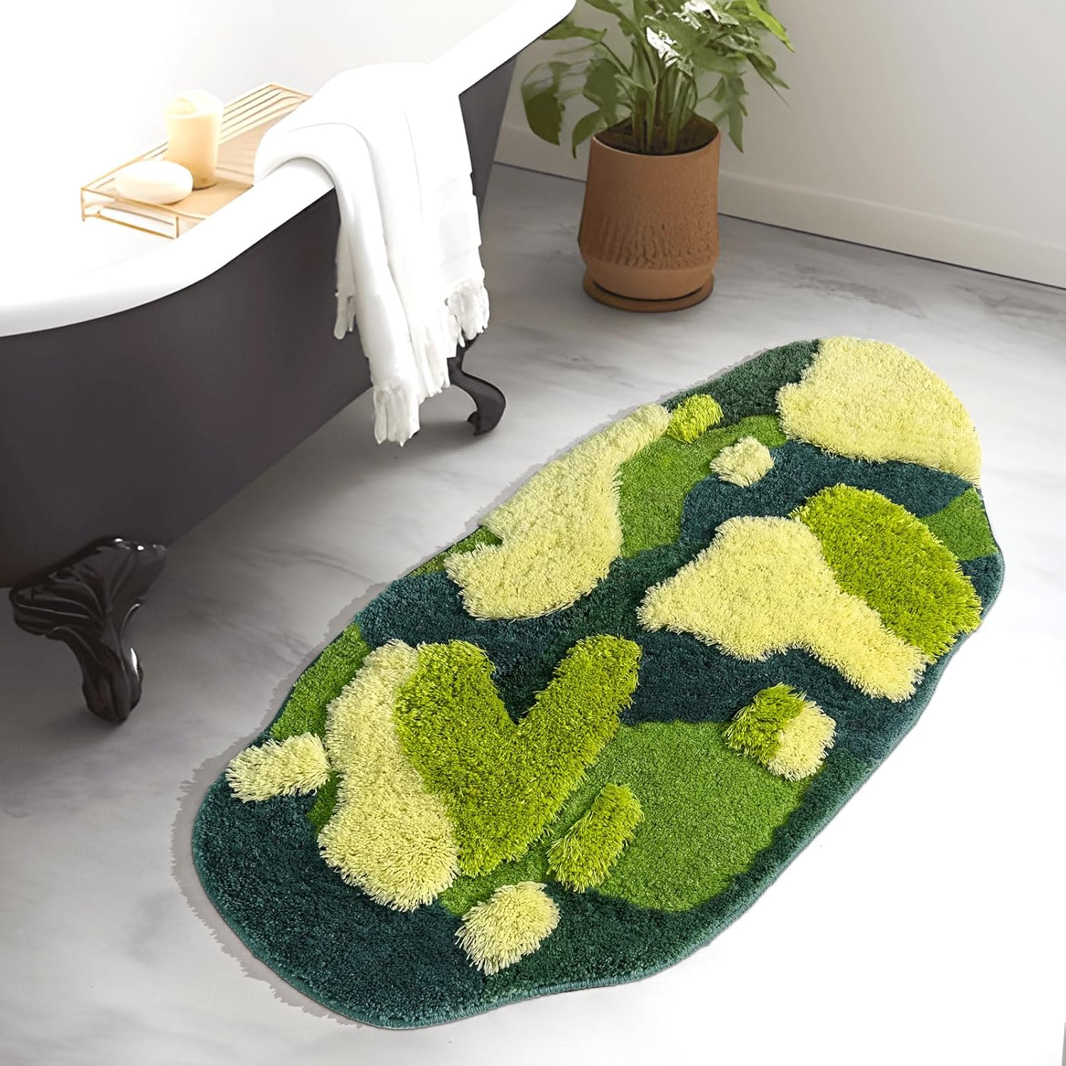 Amazon.com: Cyncelia Moss Bathroom Runner Rug 24x48 Green Long Bathroom ...
