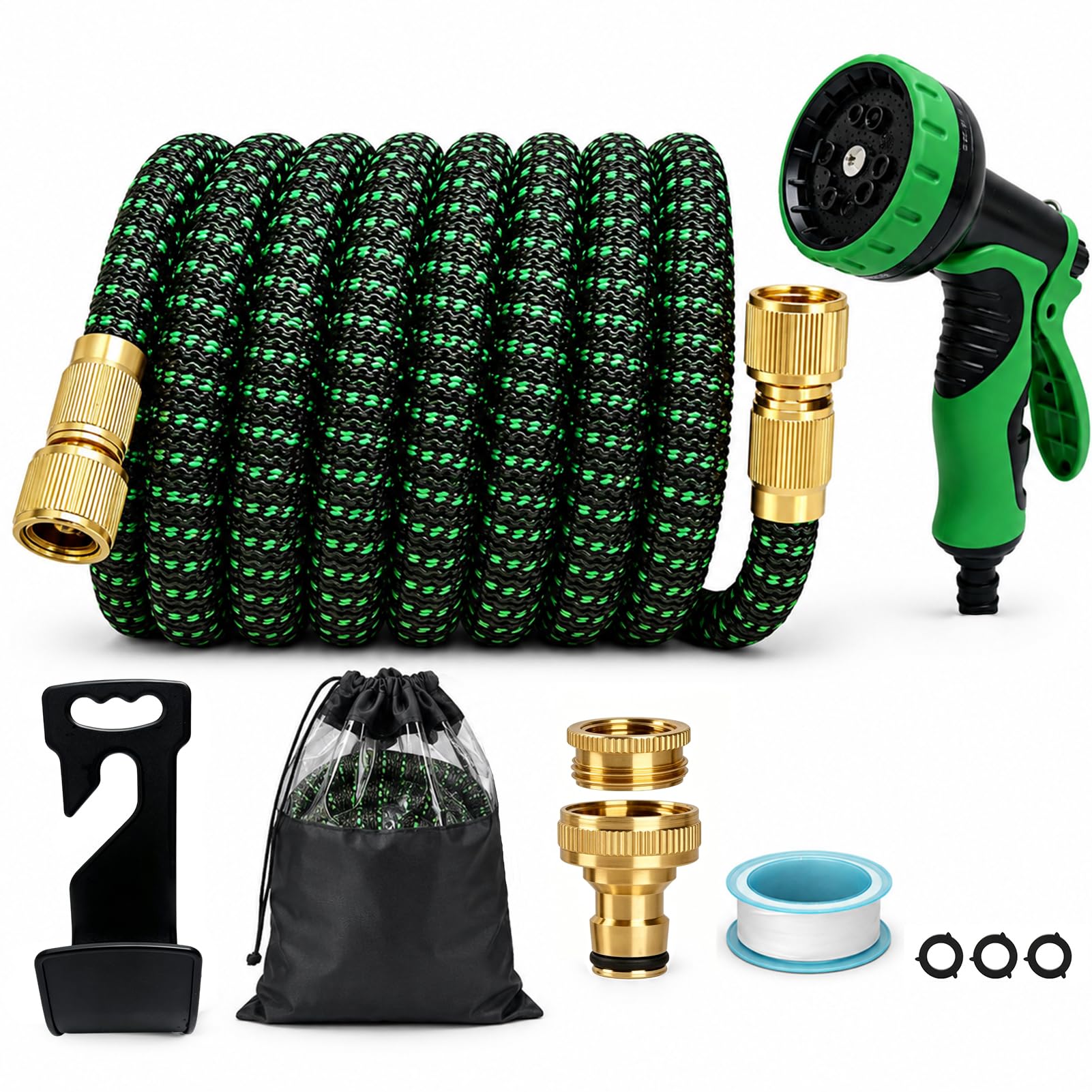 Acual Expandable Garden Hose Pipe 50FT with 10-Pattern Spray Gun