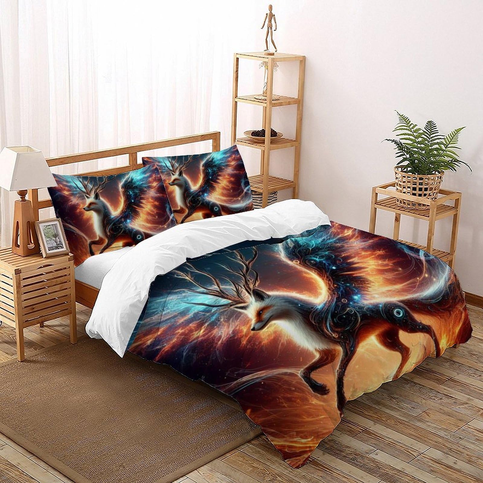 Housse de couette cerf imprimé 3D anti-plis pour un lit d'enfant propre