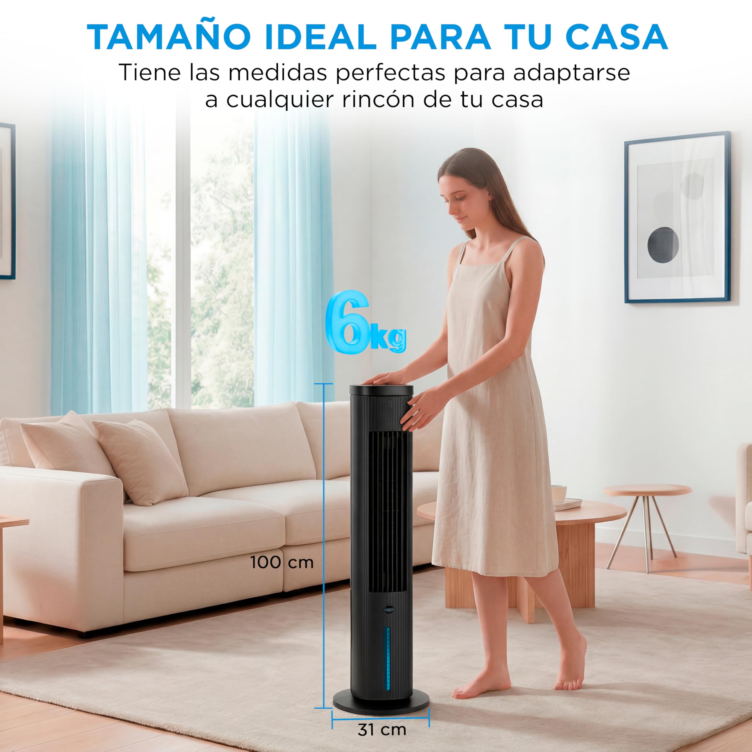 MIDEA Climatizador Evaporativo 3 en 1 con Mando a Distancia - Ventilador de Agua, Enfriador de Aire, Humidificador de 3 Velocidades, Oscilación 85º - Climatizador Frio Silencioso con Tanque de Agua 5L