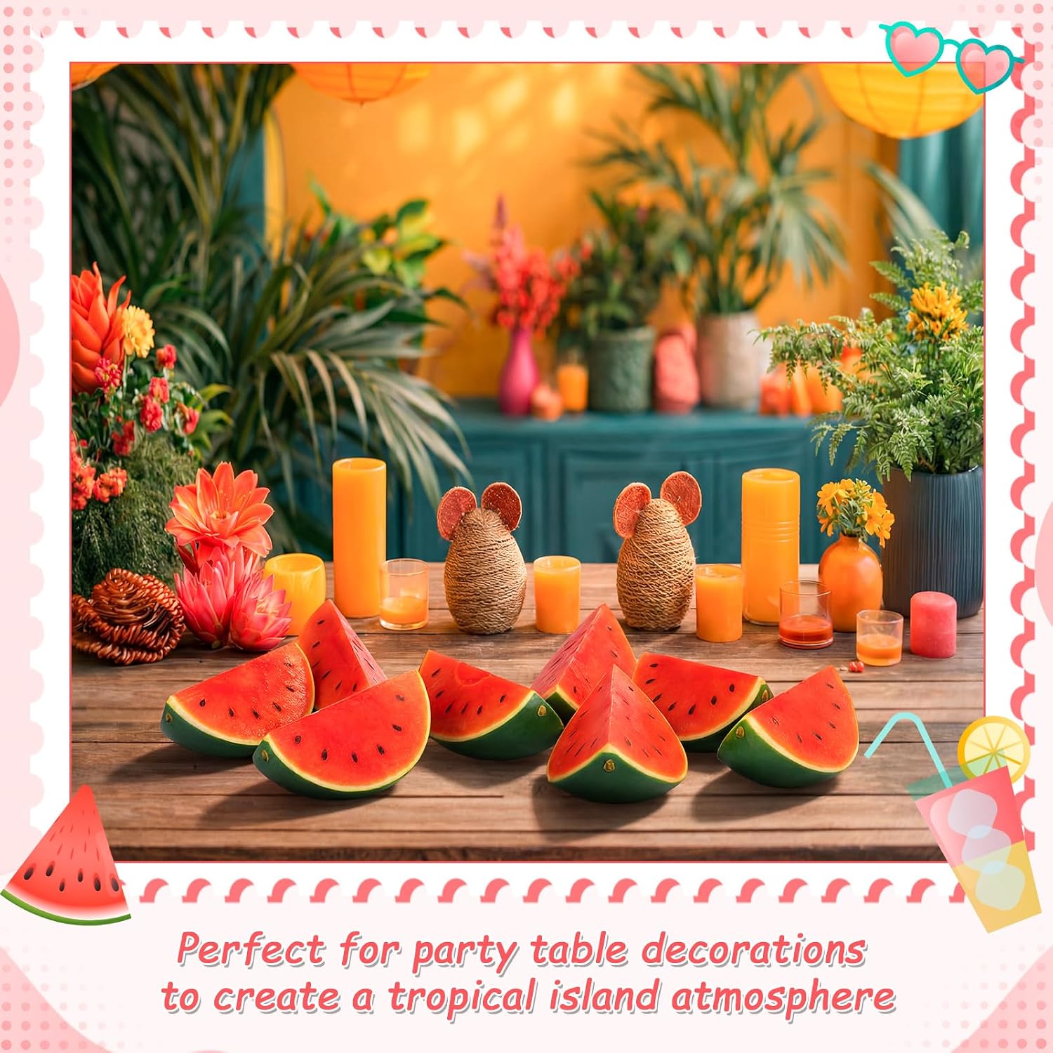 16 Pcs Fake Watermelon Artificial Realistic Simulation Watermelon Slices Faux Fruit Decoration for Photography Props Home House Party Kitchen