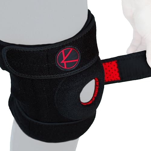 Vista 23 de KARM Rodillera de talla grande para mujeres y hombres, talla grande, soporte de rodilla ajustable para desgarro de menisco, dolor de artritis, Negro