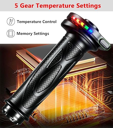 Miniatura 2 de Empuñaduras térmicas para motocicleta, agarre inteligente con calefacción ajustable de temperatura de cinco engranajes para motocicleta, agarre