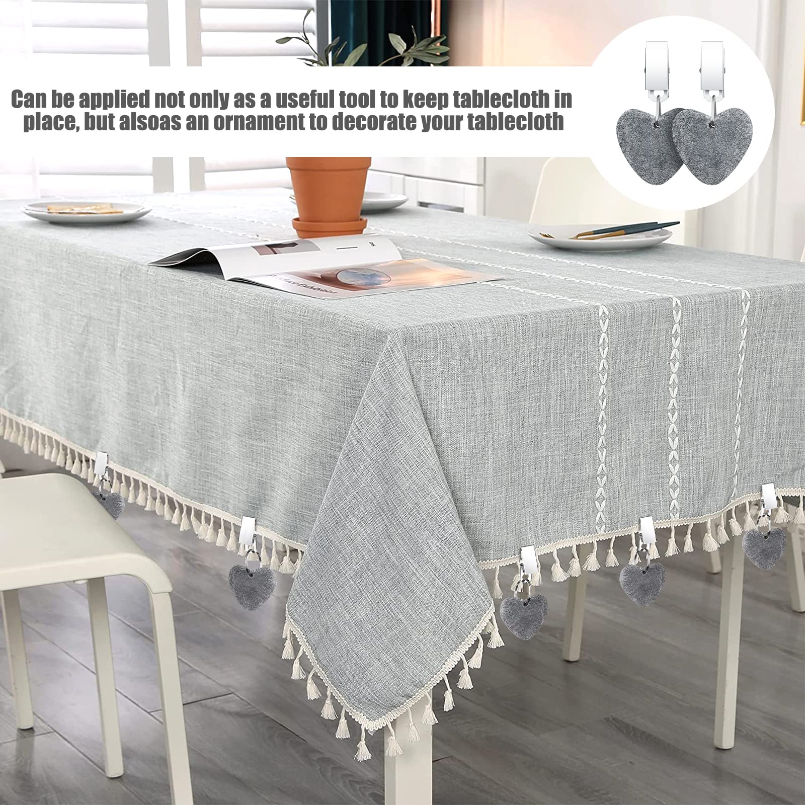 ZHXGO Tischdeckenbeschwerer Aus Naturstein - 10 Stück Herzform Mit Clips