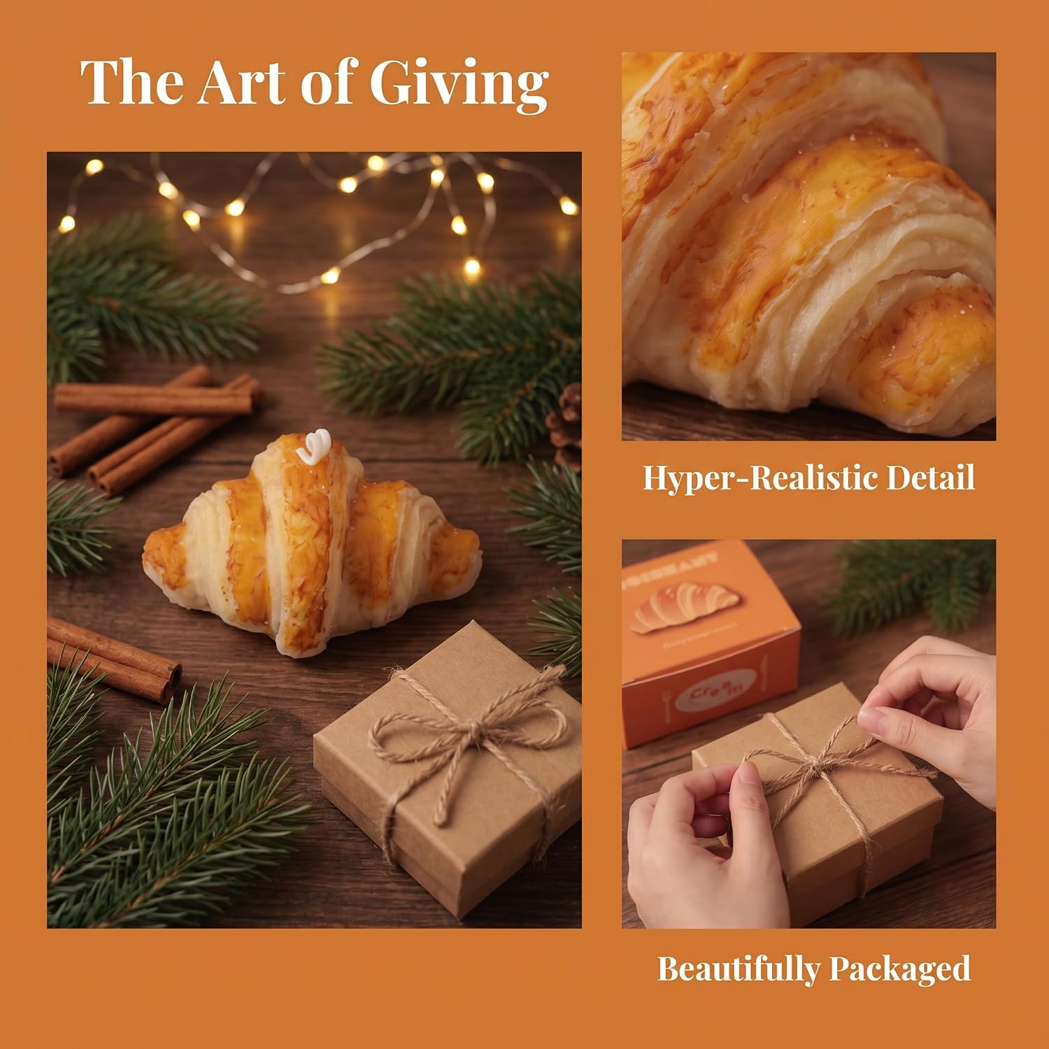 Croissant Shape Soy Wax Candle,Realistic Creamy Bread Scent