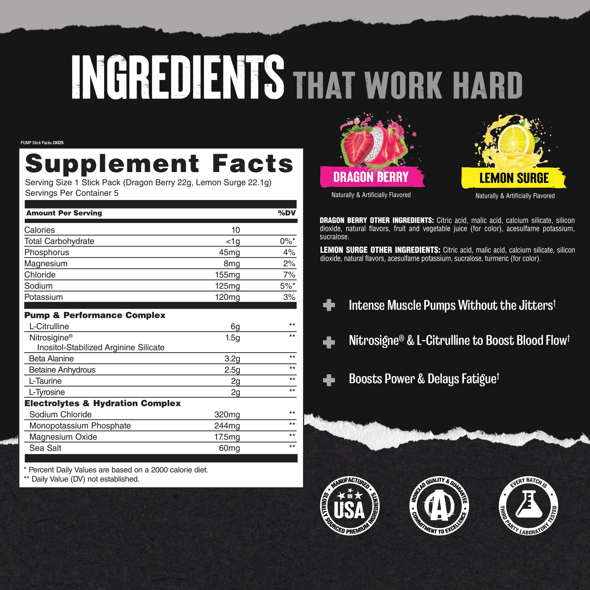 Animal Pump NS Stim-Free Pre-Workout – 6g L-Citrulline + 1.5g Nitrosigine, Beta-Alanine & Electrolytes for Endurance, Caffeine-Free Focus – Dragon Berry (3) Lemon Surge (2), 5 Stick Packs — Amazon image 7