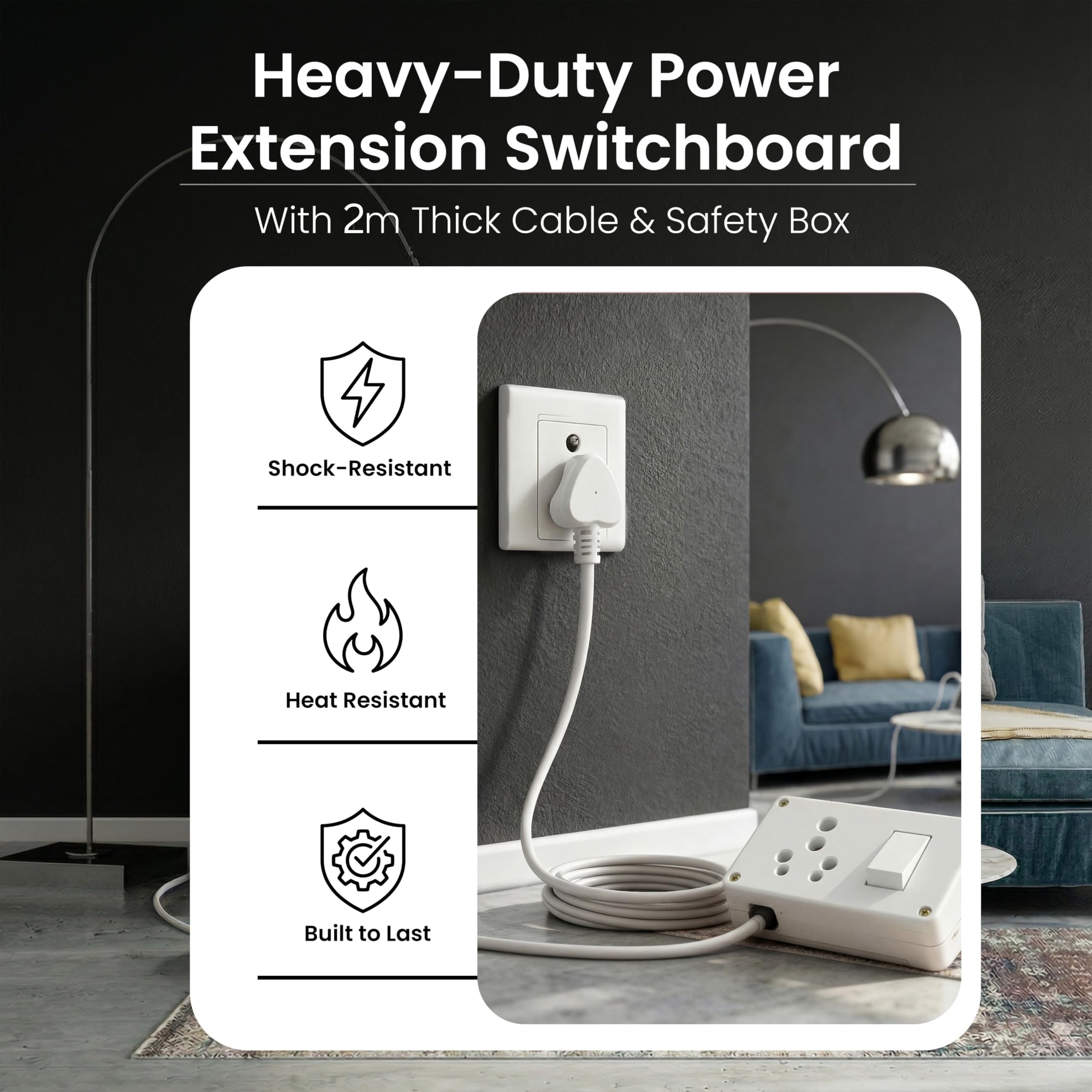 HOSPER 16A Heavy Duty Extension Board - 2500W -2 HOSPER 16A Heavy Duty Extension Board - 2500W -2