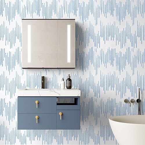 Vista 18 de WENMER Papel tapiz a rayas beige, papel tapiz geométrico para despegar y pegar, papel de contacto dorado de 17.7 x 118 pulgadas, papel de pared