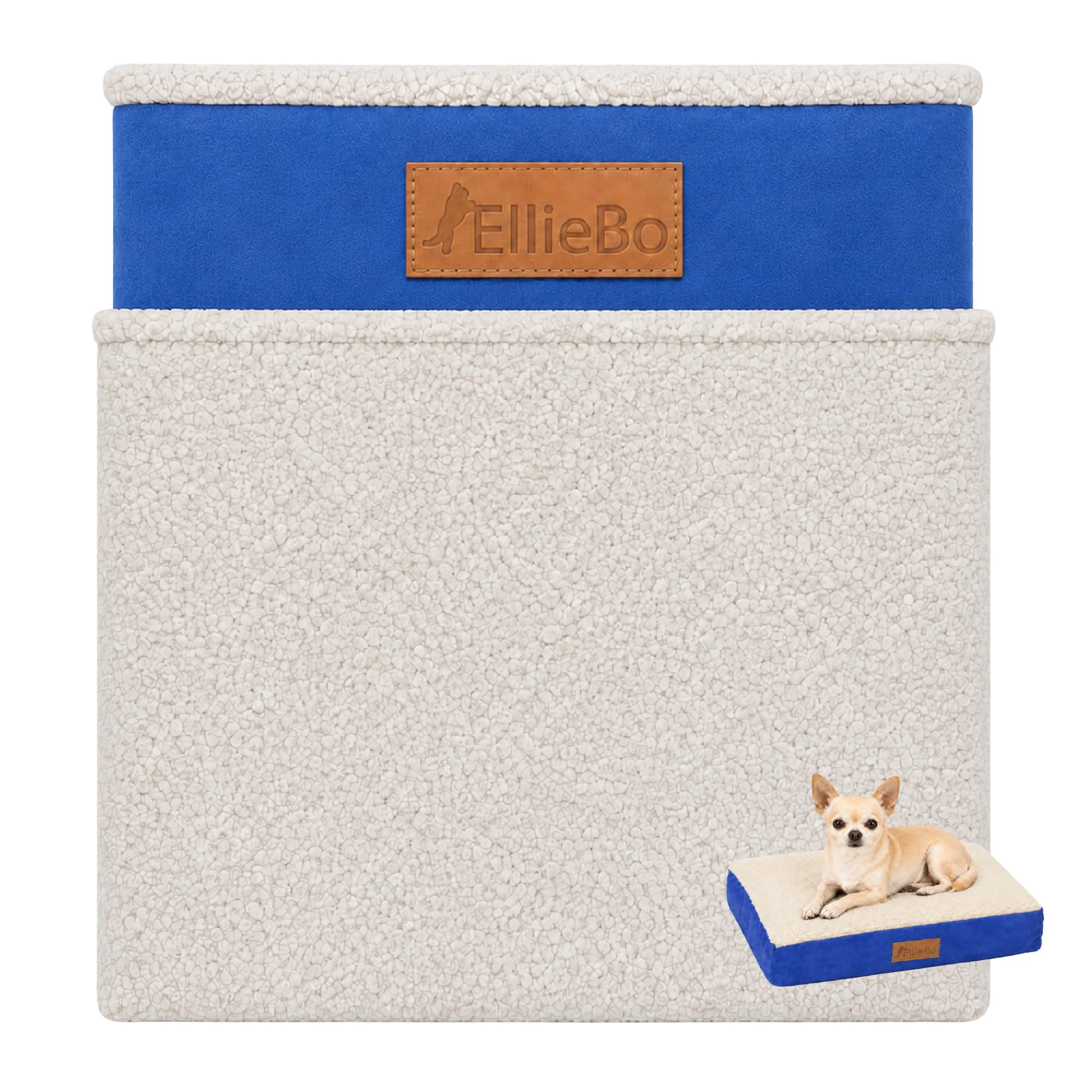 Ellie-Bo Small Dog Bed Cover for 24-inch Dog Cage/Crate - Blue Faux Suede/Sheepskin — image 1
