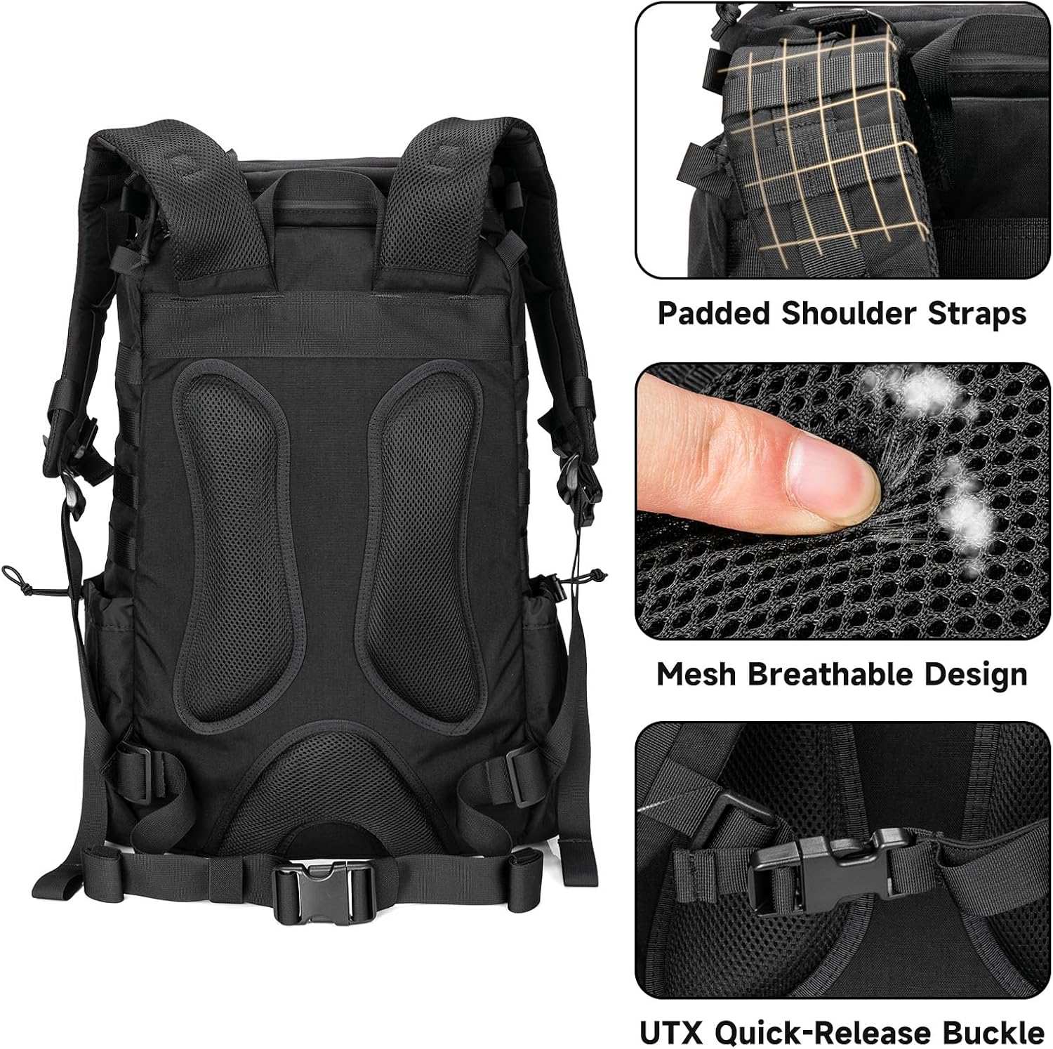 EXCELLENT ELITE SPANKER Tactical Military Backpack 35L Camping Hiking Backpack for Men and Women for Outdoor Hiking, Trekking, and Travel(Black)
