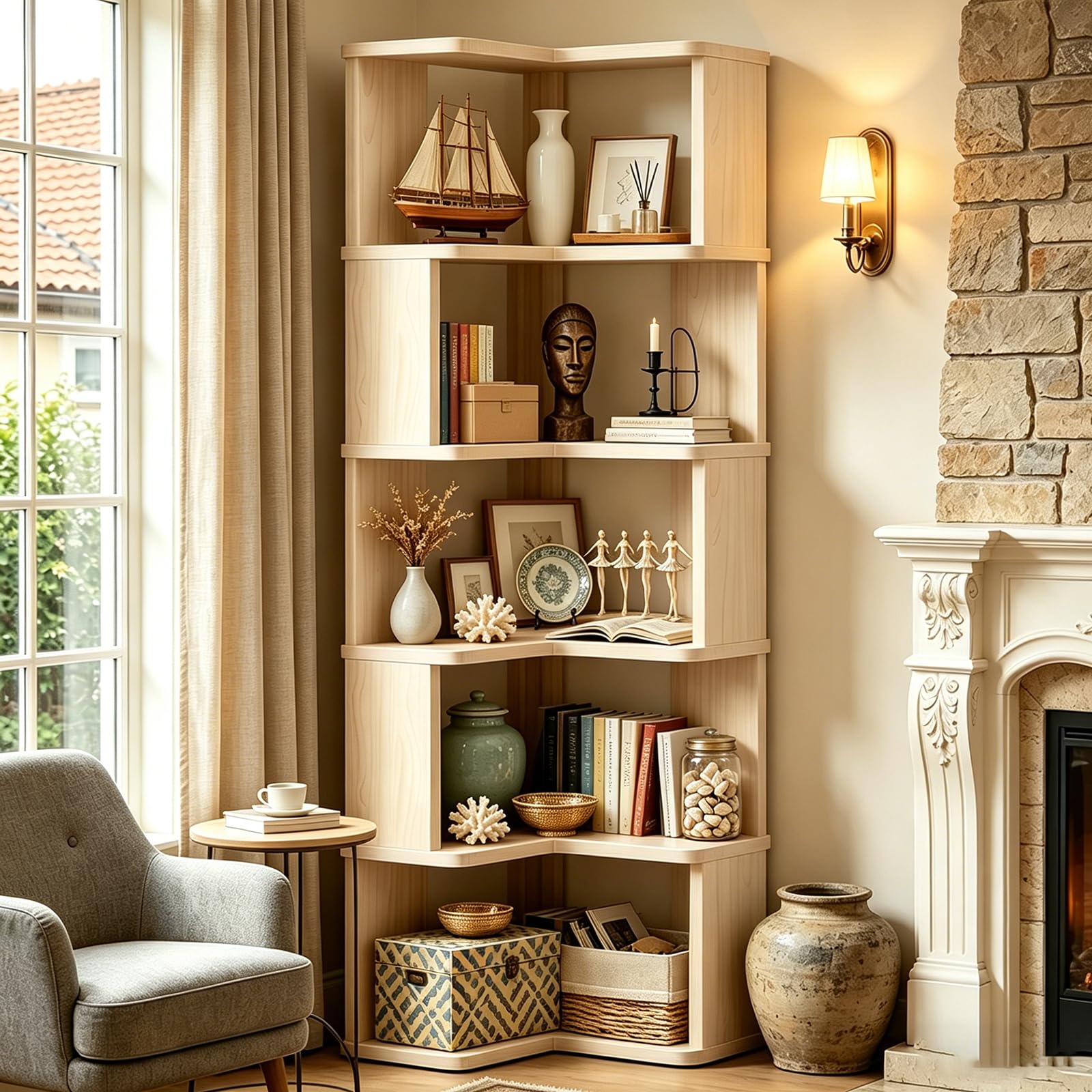 Photo 1 of ALKSDNQ Corner Bookshelf, 6-Tier L Shaped Book Shelf