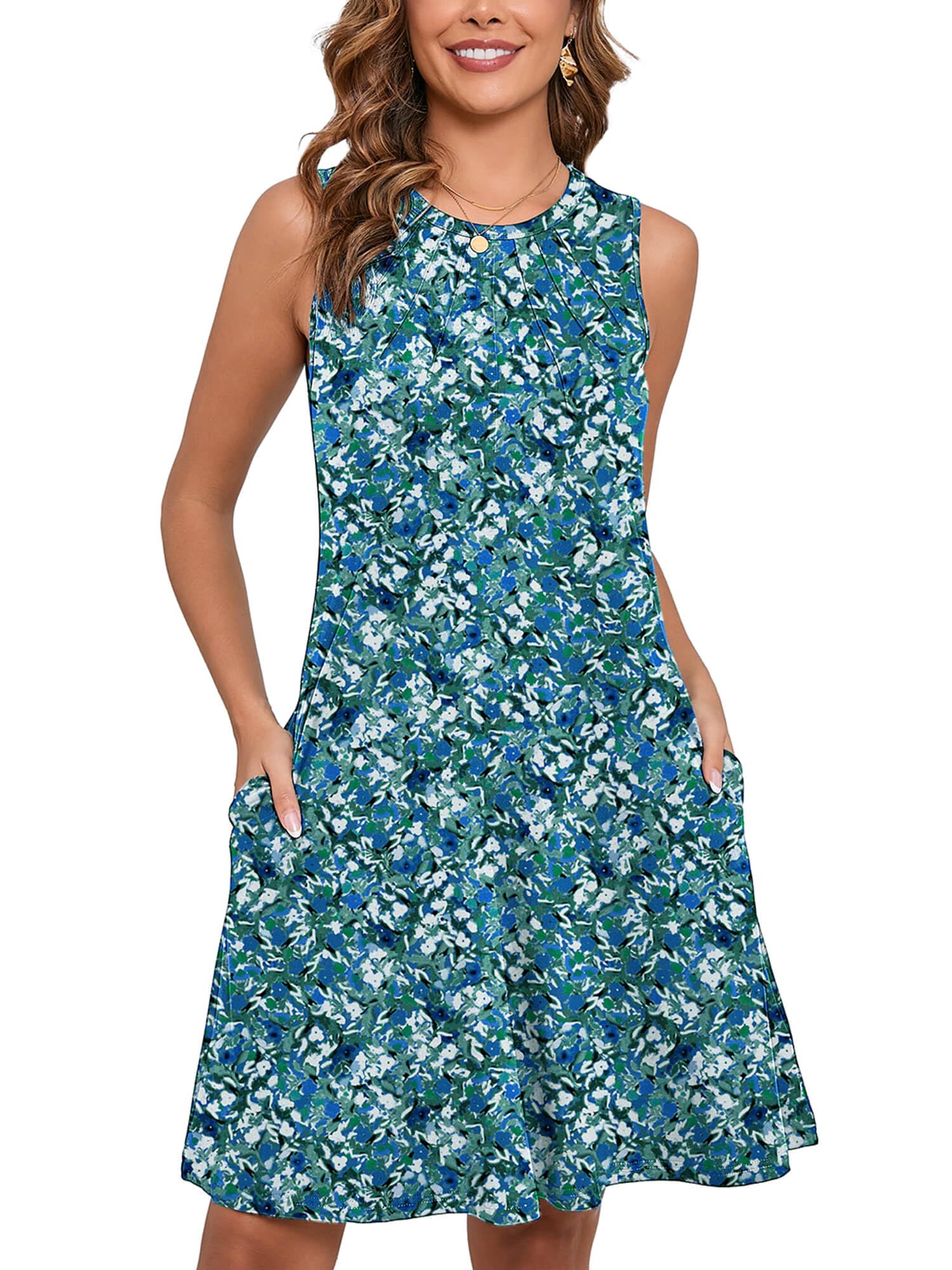 Heymoments Women Sleeveless Summer Beach Dresses with Pockets
