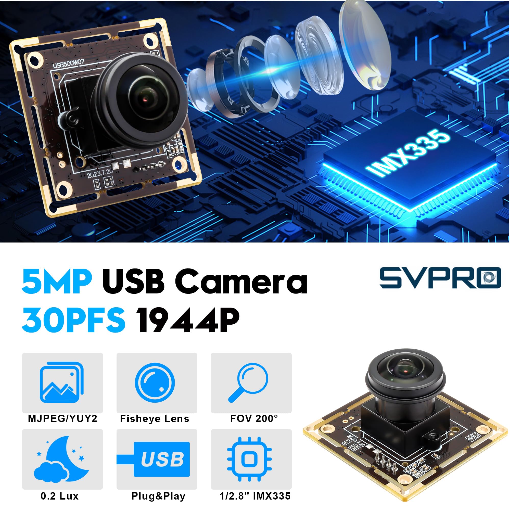 Módulo De Cámara USB 3.0 UVC Con Sensor Sony IMX415 – Resolución 4K @ 30 Fps, 1080P A 60 Fps | Plug & Play Para PC, Raspberry Pi, Jetson Nano