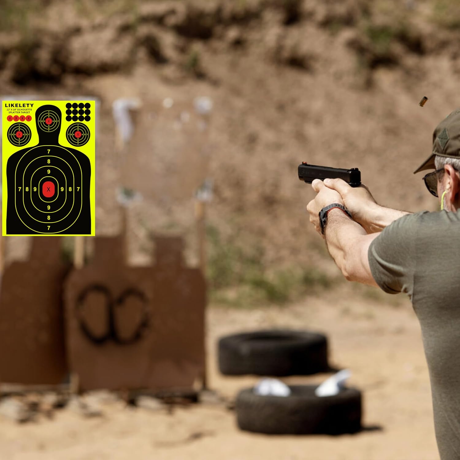 12 x18 Inch 10/25/50Pack Silhouette Splatter Targets, Adhesive Shooting Target Stickers with Yellow Effect for Outdoor Indoor Practice