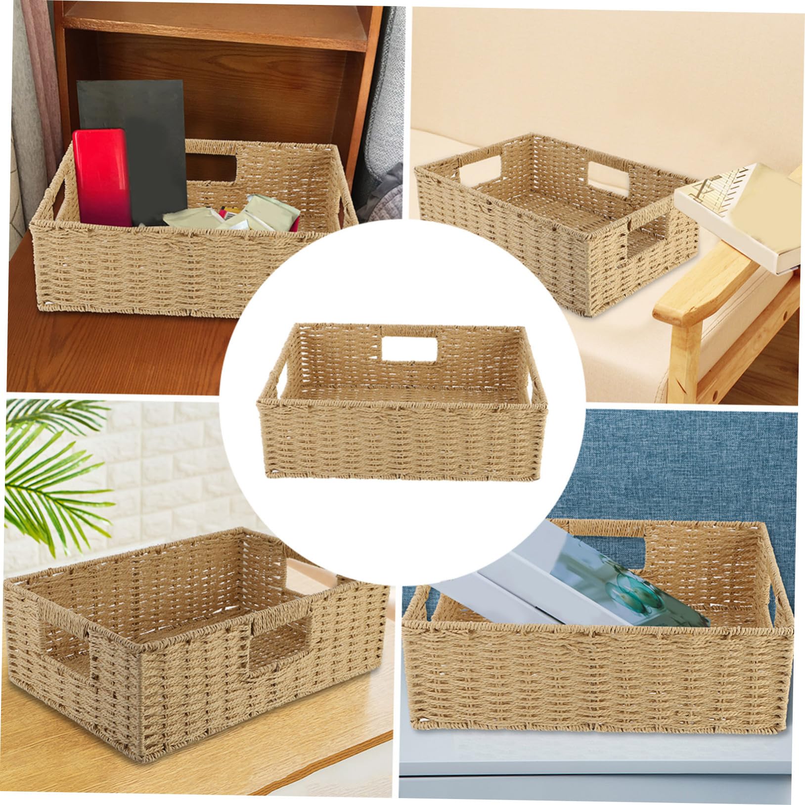 Aufbewahrungskorb aus Rattangeflecht, 1 Stück, Beige | Kleinigkeitenkorb, Handliches Design, für Ordnung im Regal, Natürliche Flechtoptik