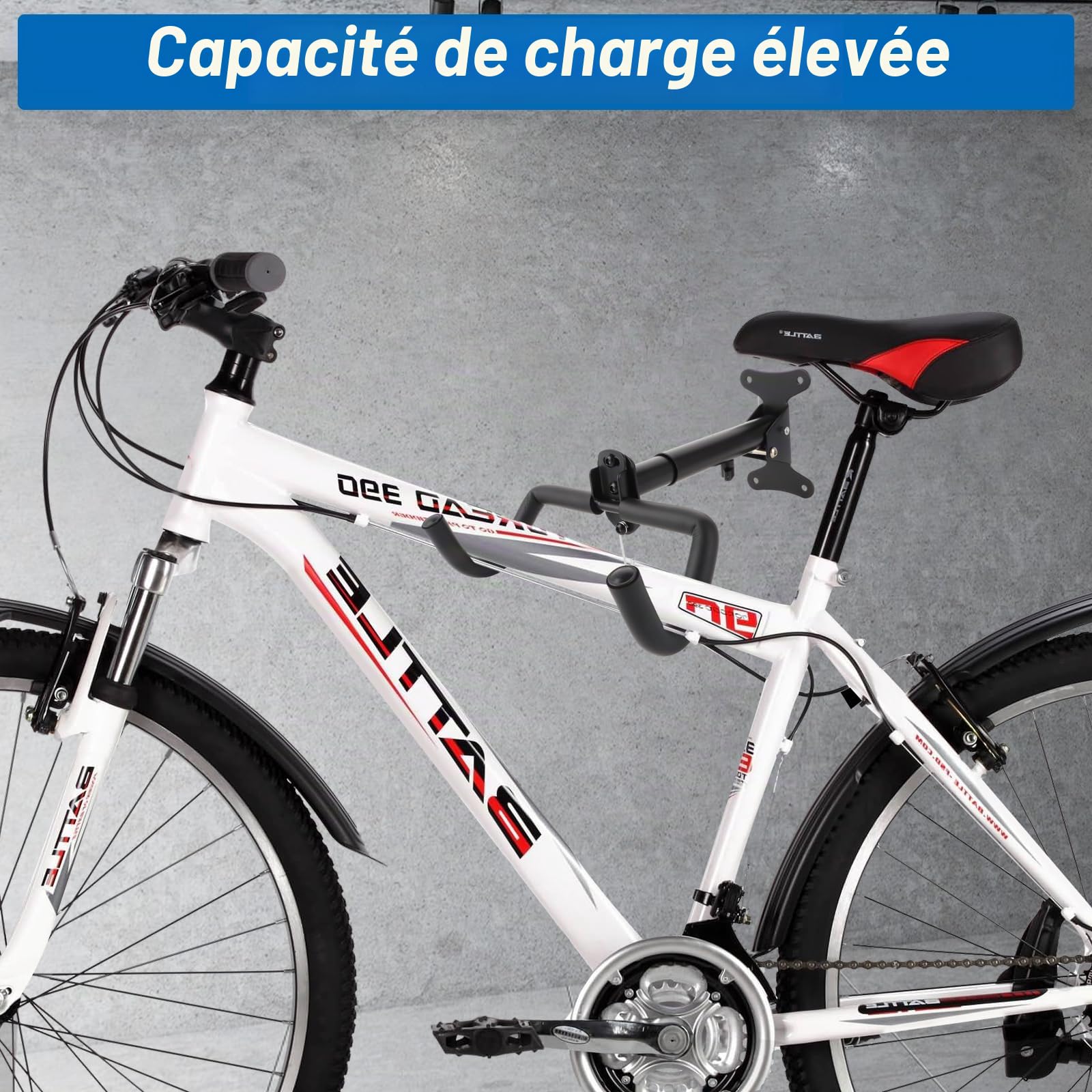 Support Mural pour Vélo Pliable et Rembourré, Porte-Vélos Mural 2 Pièces pour Garage VTT