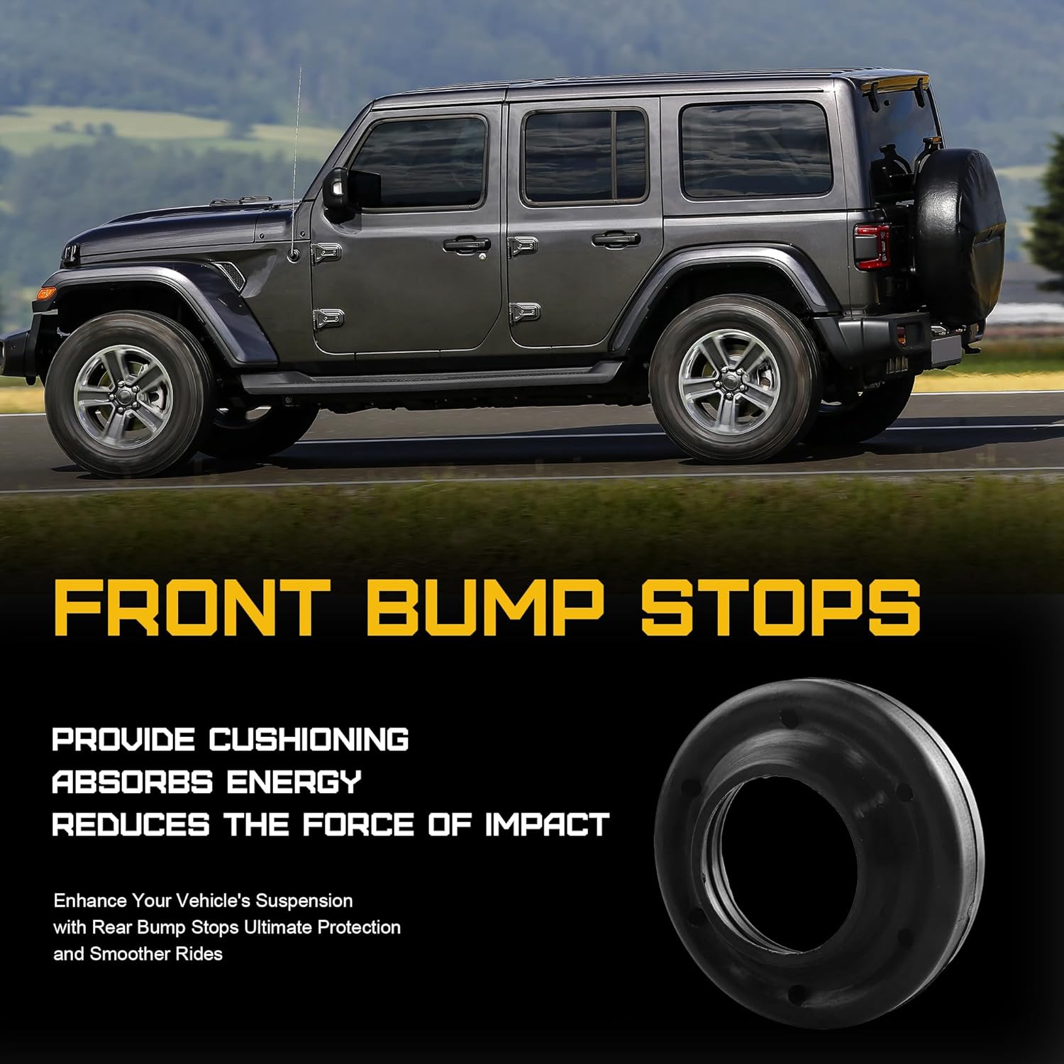 Front Coil Spring Insulators, Front Upper Coil Spring Isolators Fit for 2007-2018 Jeep Wrangler JK JKU (1 pair)