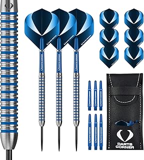 DESIGNA DARTS D0776 Squadron - Juego de dardos de barril de tungsteno 90% de 25 g con puntas de acero, incluye 3 vuelos estándar, 3 ejes, protector de punta y cartera de barra, M2, color azul