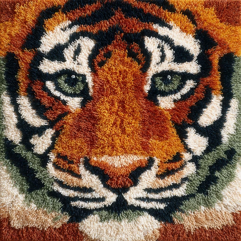AxiangziK Latch Hook Cushion Kit 43x43cm,Tiger