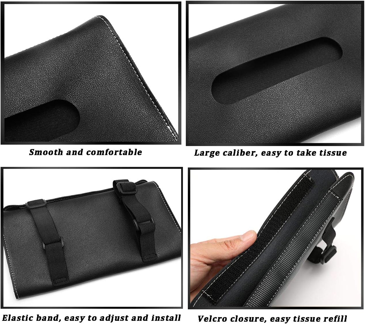Car Tissue Holder, Sun Visor Napkin Holder, Pu Leather Tissues Box, Car Visor Tissue Paper Storage Cases for Universal Auto(Black)