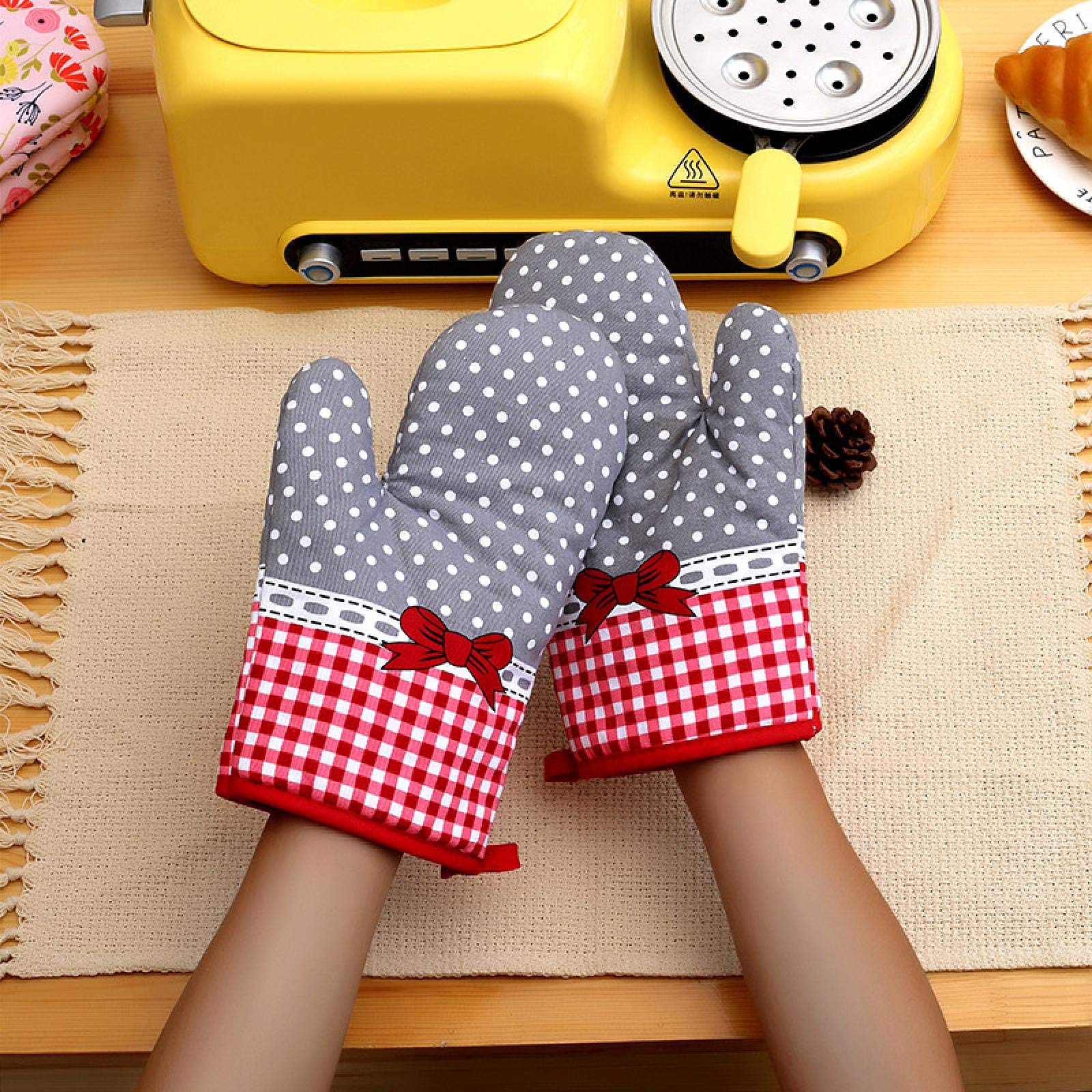 Rustic Style Thickened Lattice, Microwave Oven Heat Insulation Gloves, Microwave Oven Gloves, Anti-Scald Gloves, Cross-Border