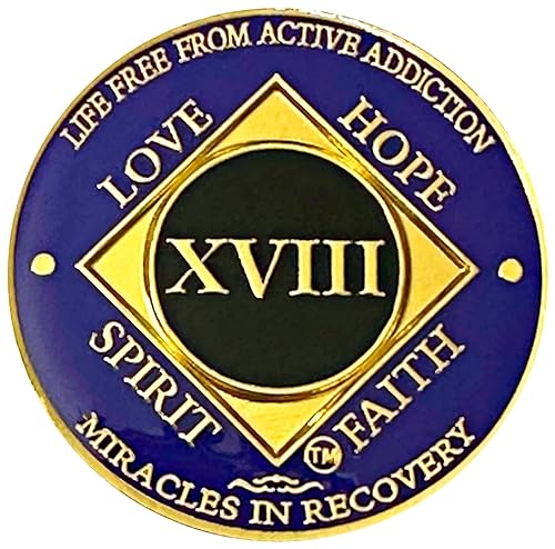 NA 18 Year Golden Color Plated Medallion, Recovery Coin, NA Token, Narcotics Anonymous Recovery Chip