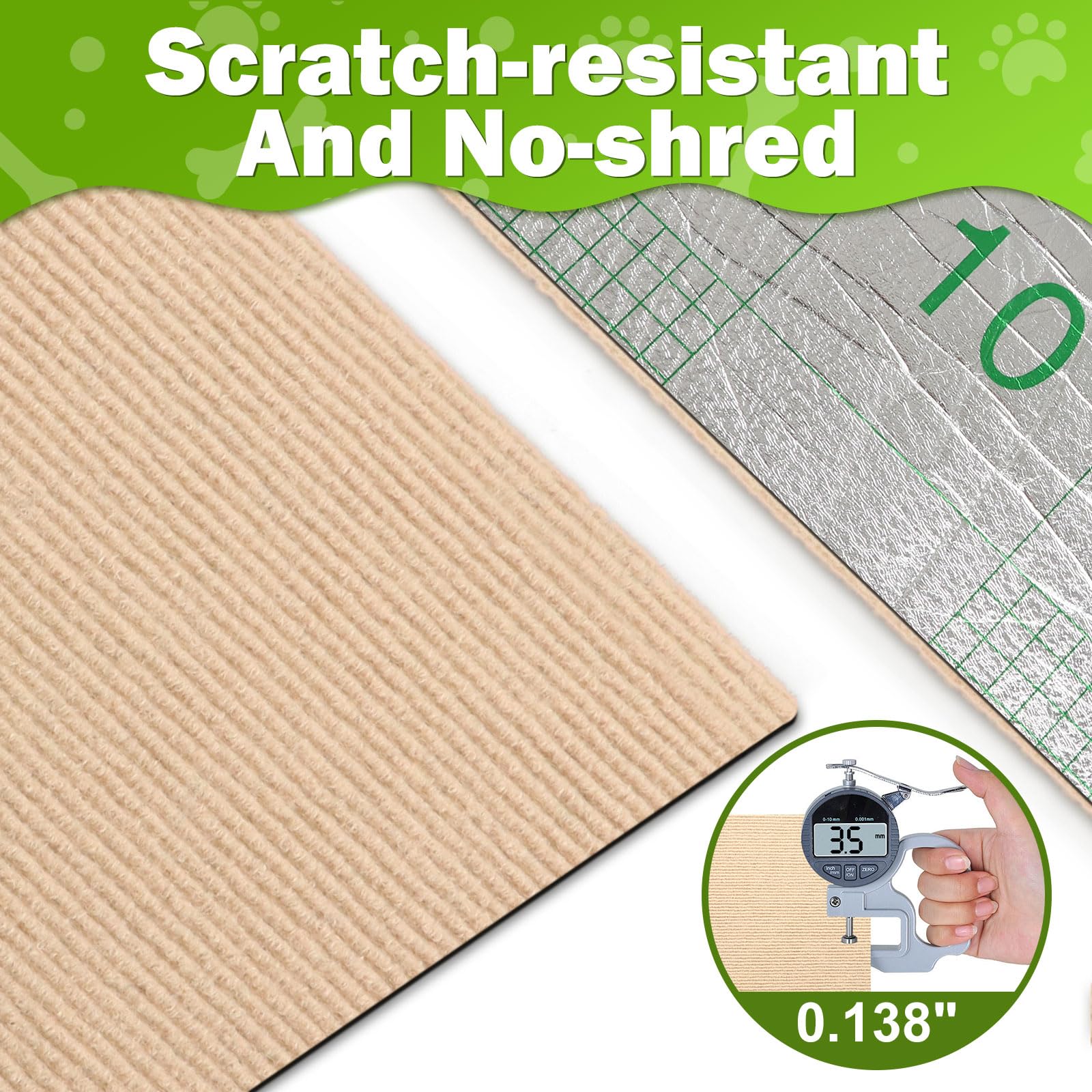 ENONCI - Tappetino tiragraffi autoadesivo per gatti e altri animali domestici, protezione antigraffio per divano e mobili, riutilizzabile (beige, 40 x 60 cm)