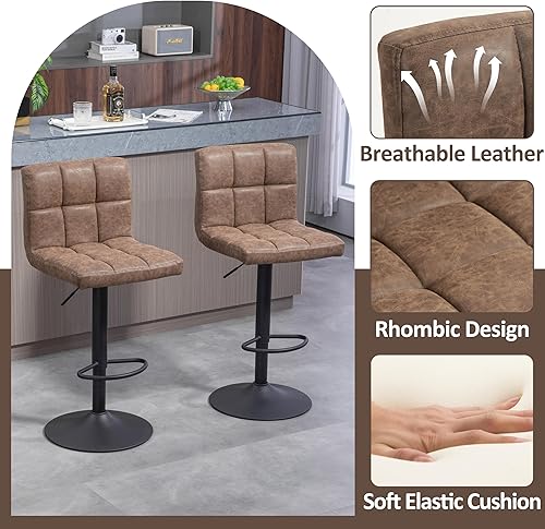 Miniatura 21 de Finnhomy Juego de 2 taburetes de bar dorados de tela de terciopelo, taburetes de bar giratorios con reposapiés y respaldo grueso en forma de L, Base