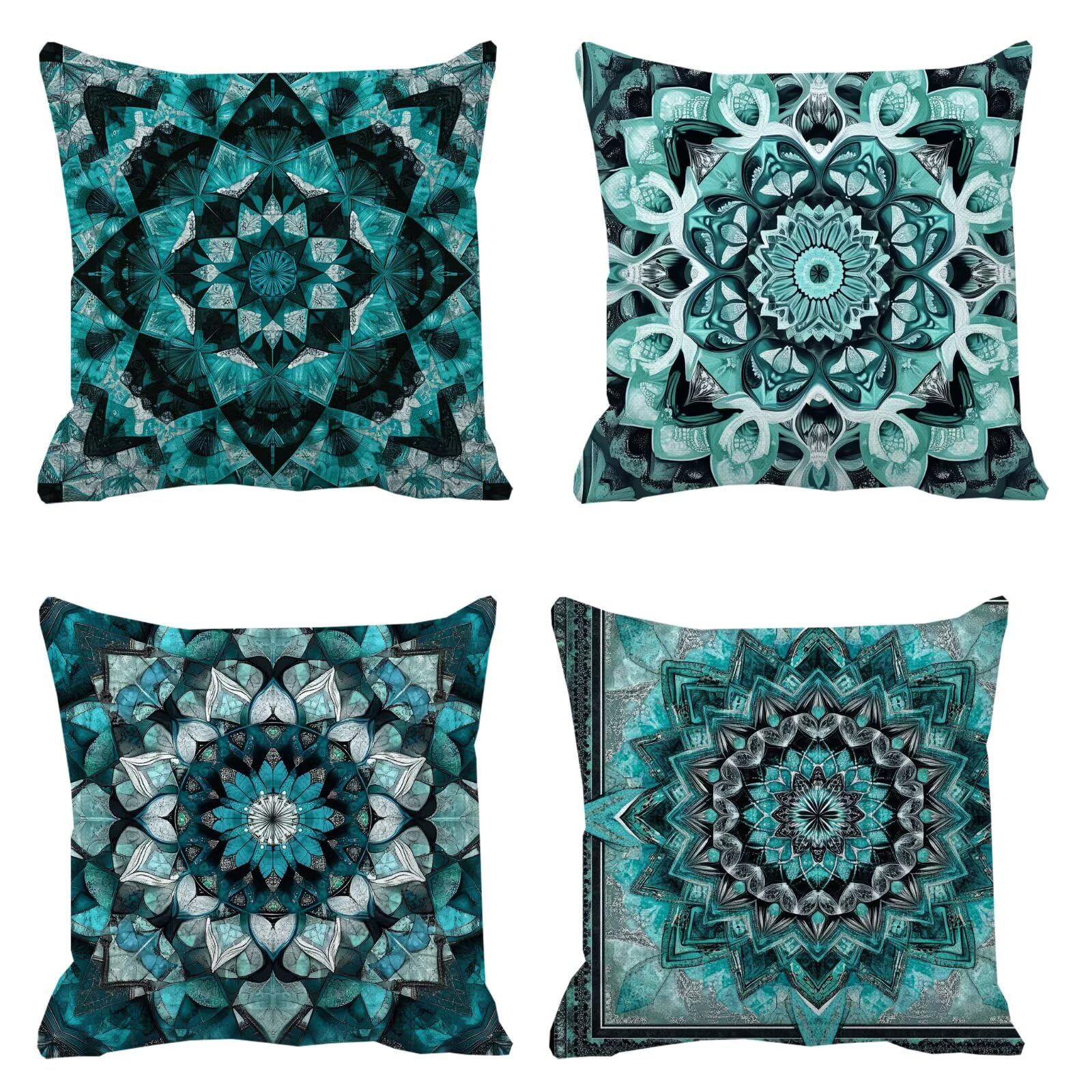 Juego de 4 fundas de cojín impermeables para exteriores, 45 x 45 cm, almohadas suaves ideales para patio, jardín, sofá, interior, sala de estar, cama, silla, decoración del hogar y regalos