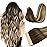 DOORES Tape in Hair Extensions Human Hair Balayage Walnut Brown to Ash Brown and Bleach Blonde 16 Inch 20pcs 50g Straight Real Hair Extensions