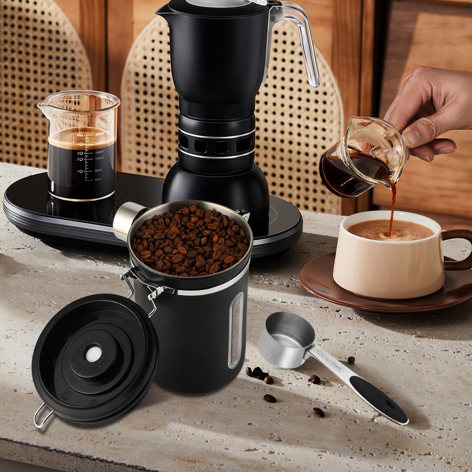 Récipient à Grains De Café, Boîte à Café, Verre, Hermétique, Récipient à Café, étanche