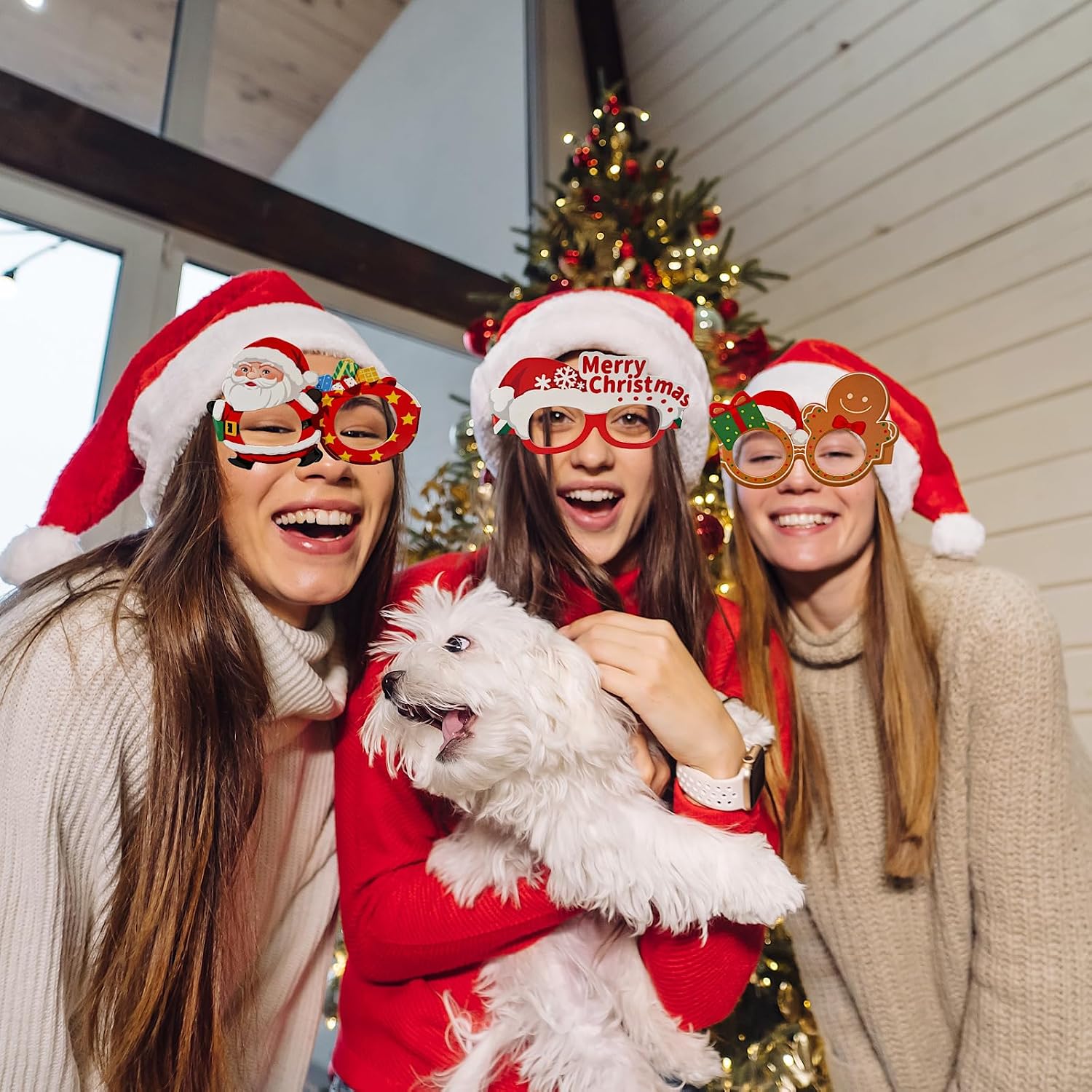 Christmas Accessories Glasses Cardstock, Christmas Party Favors Supplies Photo Booth Props Party Decorations 12Pcs Paper Costume Eyeglasses
