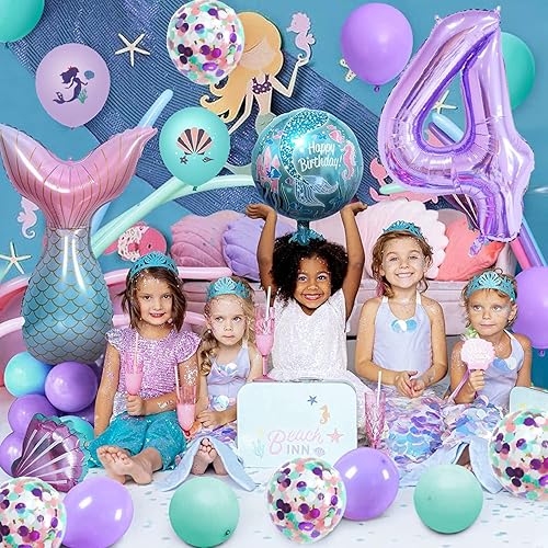 Miniatura 2 de Globo morado número 4 de 40 pulgadas, globo gigante grande del número 4, globos de sirena de 4. cumpleaños, suministros de decoración de fiesta de