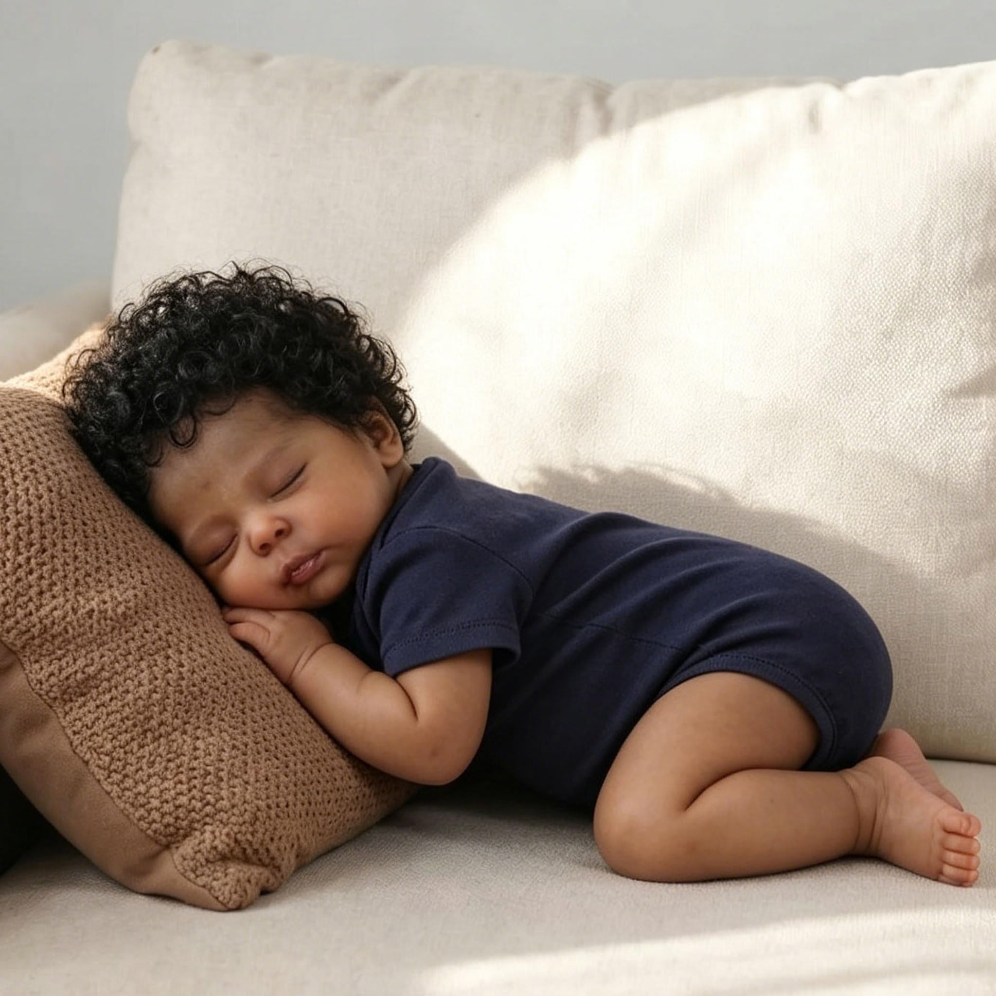 Anano Bebe Reborn de Vinyl Suave y Flexible Christopher 45cm, Muñeca Recién Nacida de Piel Morena, Muñeca Realista Niña Negra, Regalo de Cumpleaños para Niños +3 Años