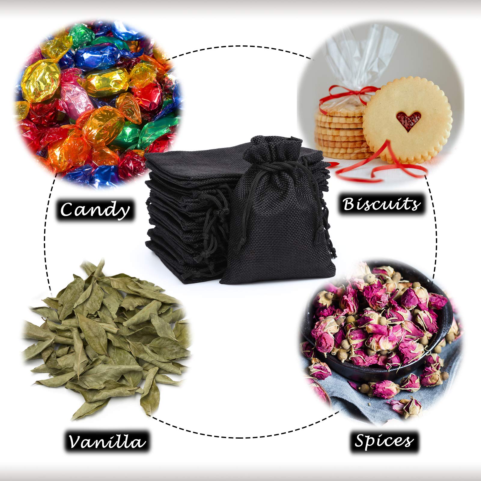 Naler Adventskalender Jutesäckchen Set - 24 Stoffbeutel Mit Zahlen-Holzanhängern 1-24 Für Weihnachts-Deko & Geschenke (10x14cm)