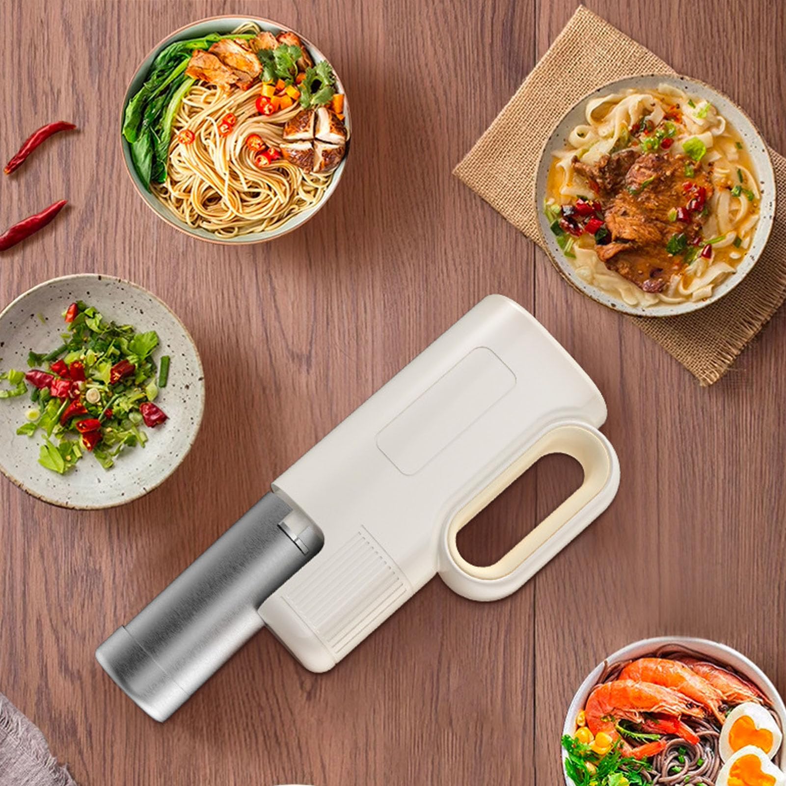 Handheld Electric Pasta Maker, 5 in 1 Cordless Pasta Machine, Portable Noodle Maker with Shaping Discs, Automatic Dough Press Homemade Ramen Spaghetti Maker Machine