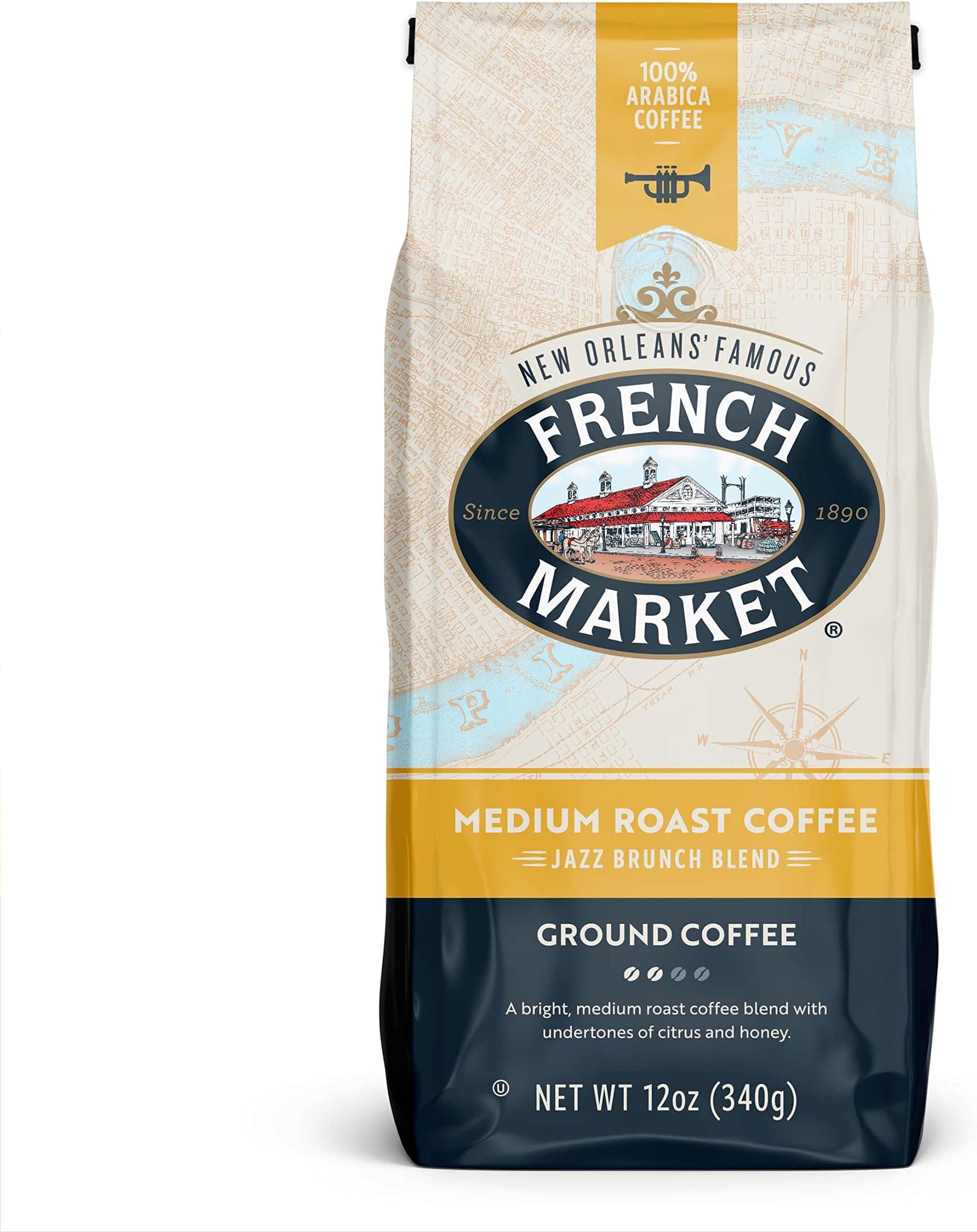 Jazz Brunch Blend Medium Roast Ground Coffee, 12oz Bag (Pack of 6)