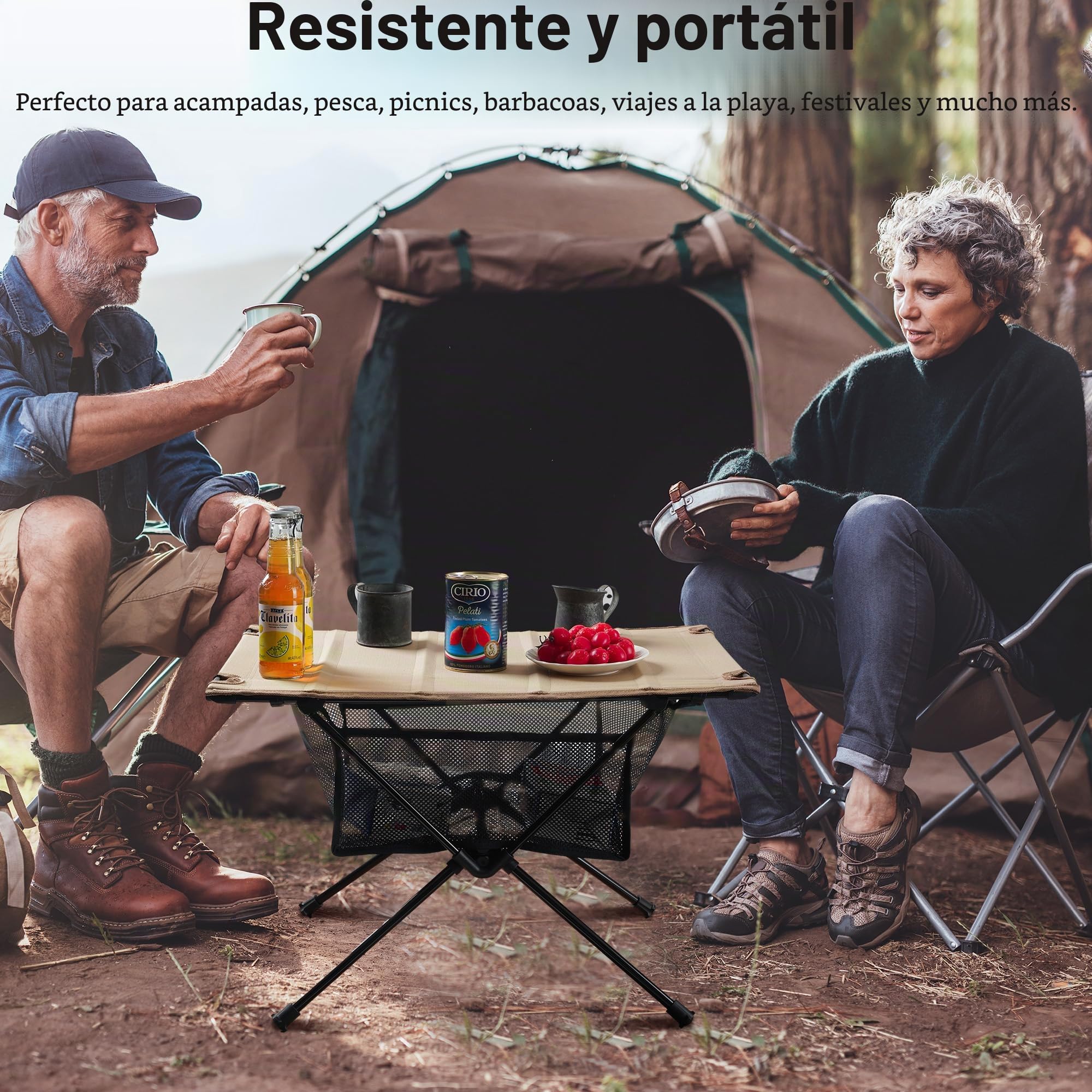 Mesa Camping - Mesa Plegable Camping, Mesa Plegable Camping Pequeña | Bolsa de Transporte, con Bolsa de Red | Pequeña & Ultra-Ligera (60x40x39,5 cm) | Ideal para Exteriores, Barbacoa