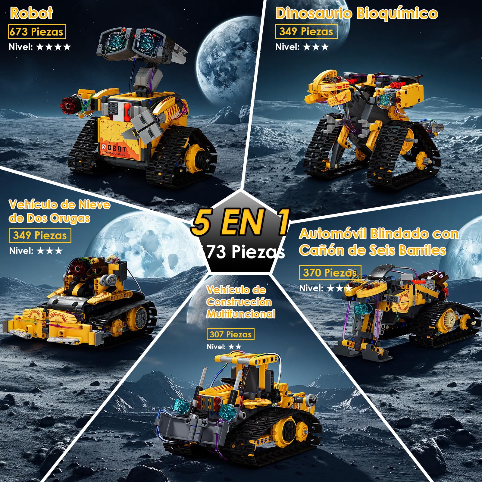 Technic Robot para Niños, 5 en 1 Juego de Construcción de Robots Programable con App y Mando a Distancia, Rotación de 360°, Regalo Creativo para Niños 6+ Años Cumpleaños y Navidad (673 Piezas)